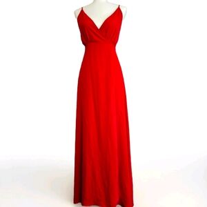 Red High Slit Wrap Maxi Dress